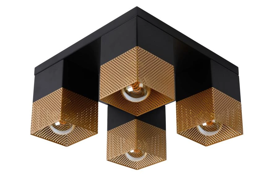 Lucide RENATE - Flush ceiling light - 4xE27 - Matt Gold / Brass - off